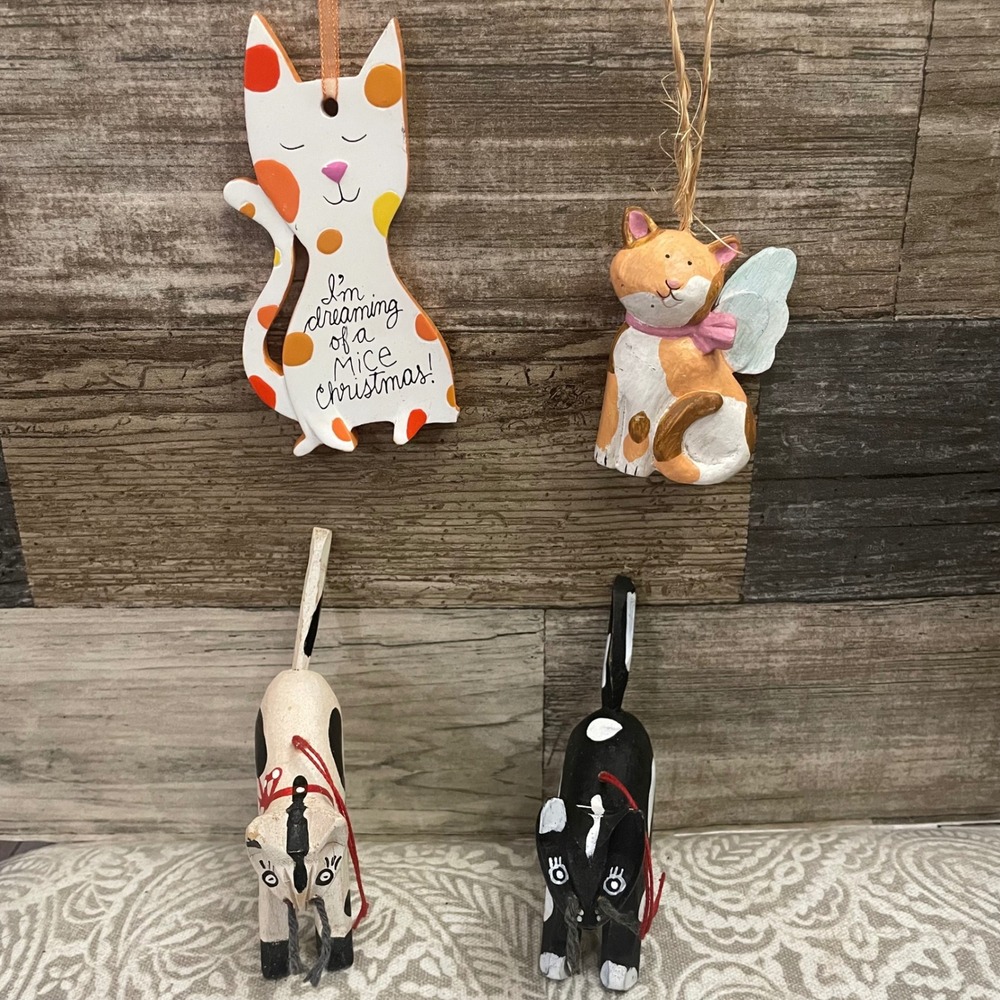 Christmas Cat Ornaments Set Whimsical Cute Holiday Decor DePaola HMK